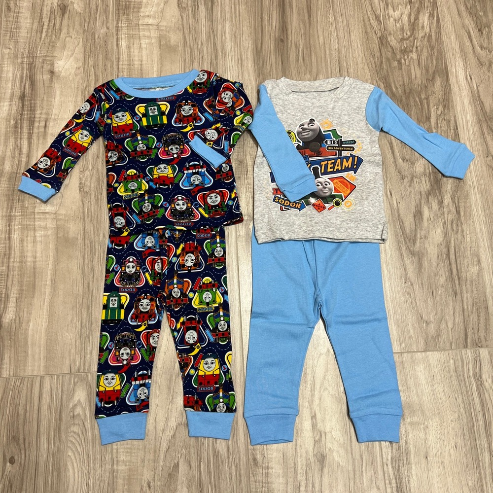 Thomas & Friends Boys Pajama Set 4Pc Mix Match 12M Blue Cotton Train Nickelodeon